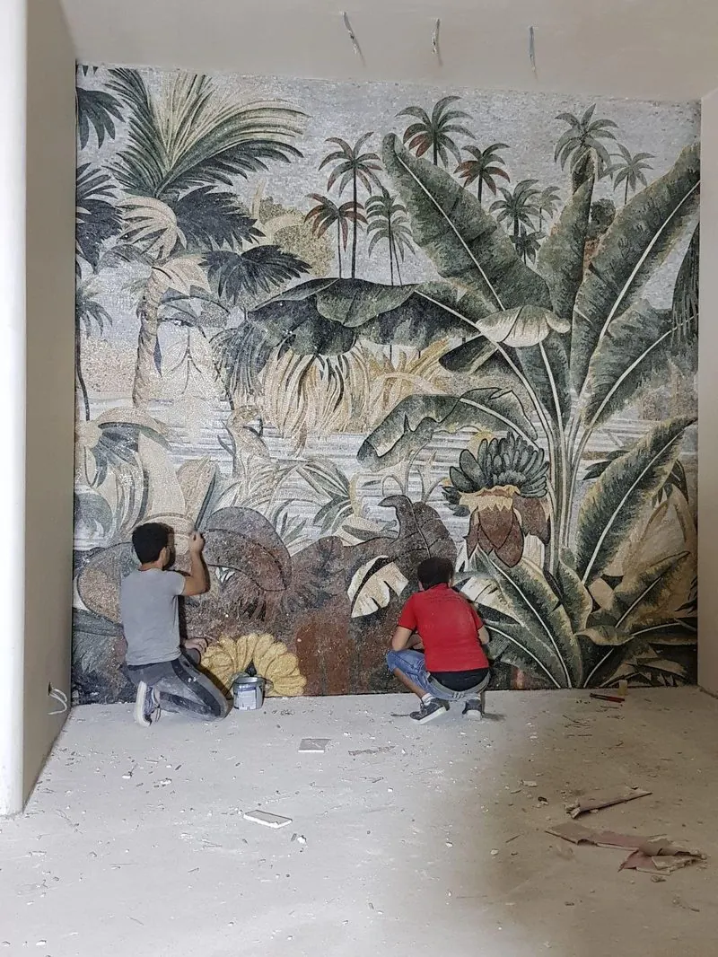 Handcrafted wall art mosaic — custom mosaic feature wall installation Auckland