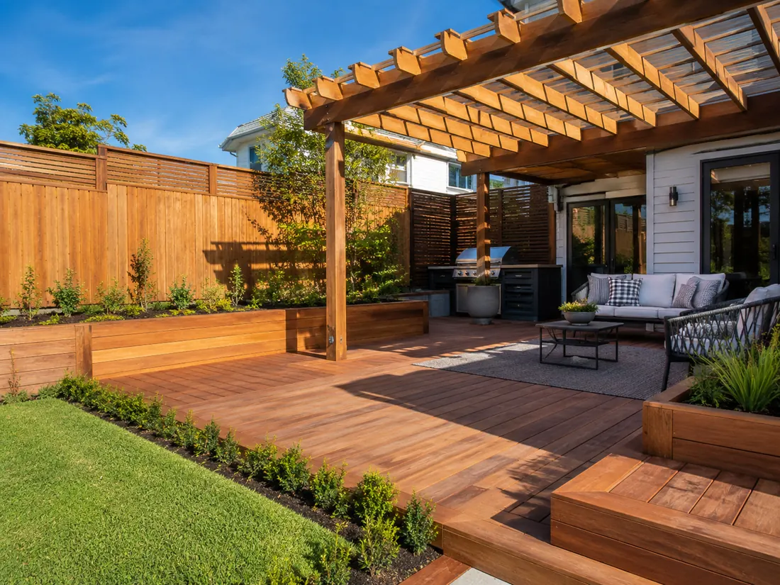 Deck, pergola and outdoor living area — North Shore Auckland