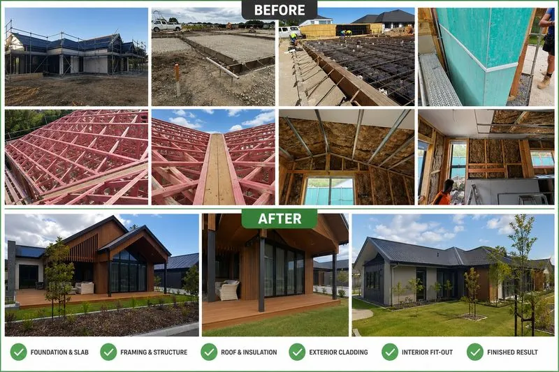 Timber framing on a small building project in Auckland